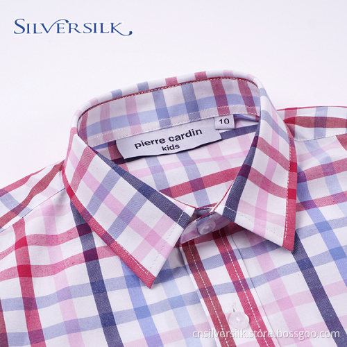 Teenager plaid check dress shirt for boys
